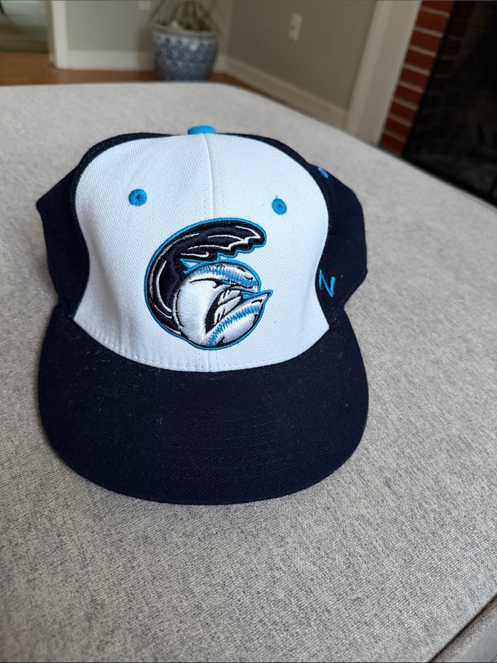 Zephyr Navy, White & Teal Shark Baseball Hat